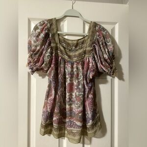 Pink And Blue Boho Blouse